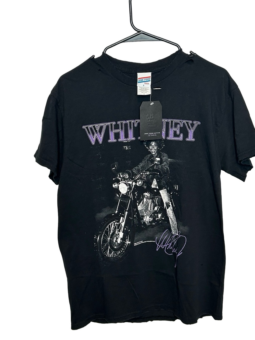 Junk Food Clothing Whitney Motorcycle Graphic Tee - Black with Purple Accents